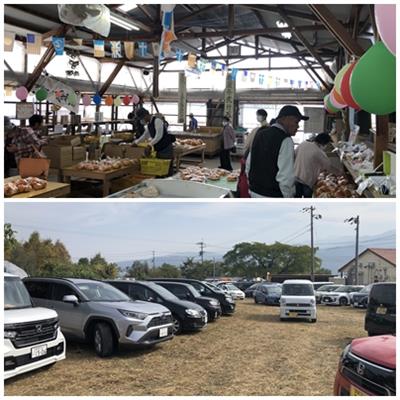 市場や臨時駐車場も満杯